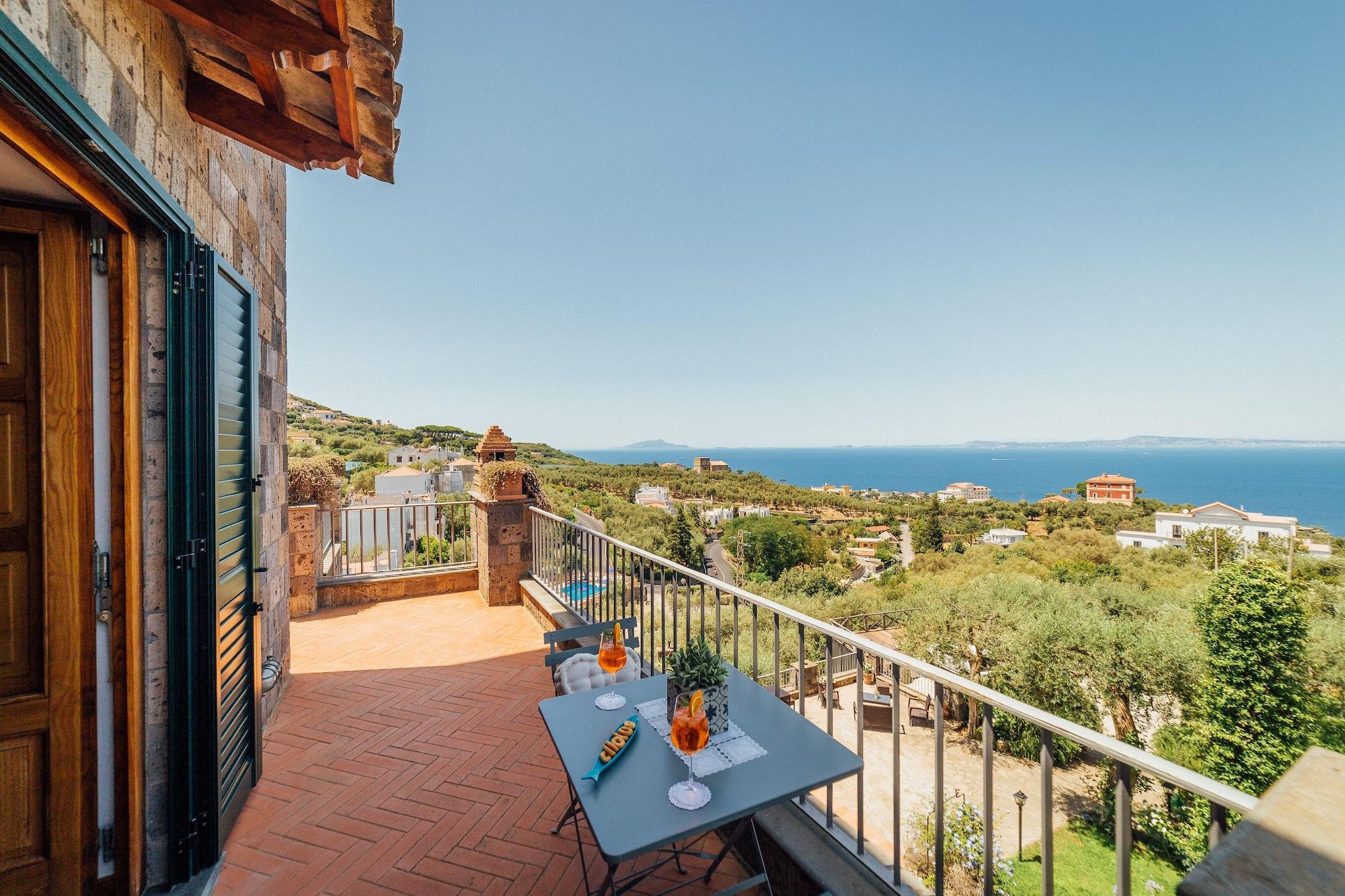 Villa Carolina Sorrento Private Heated Pool And Sea View Bagian luar foto